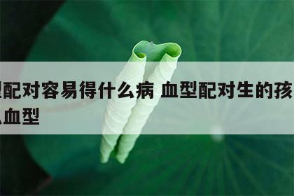 血型配对容易得什么病 血型配对生的孩子是什么血型