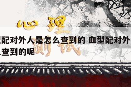 血型配对外人是怎么查到的 血型配对外人是怎么查到的呢