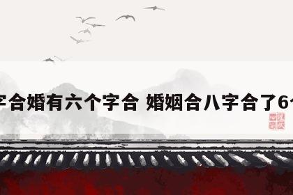 八字合婚有六个字合 婚姻合八字合了6个字