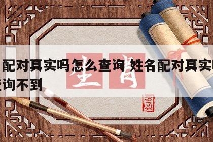 姓名配对真实吗怎么查询 姓名配对真实吗怎么查询不到