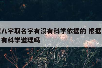 根据八字取名字有没有科学依据的 根据八字起名有科学道理吗