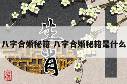 八字合婚秘籍 八字合婚秘籍是什么