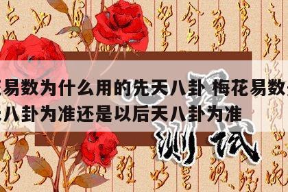梅花易数为什么用的先天八卦 梅花易数是以先天八卦为准还是以后天八卦为准