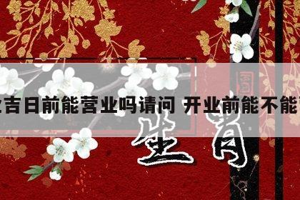 开业吉日前能营业吗请问 开业前能不能营业