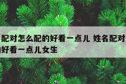 姓名配对怎么配的好看一点儿 姓名配对怎么配的好看一点儿女生