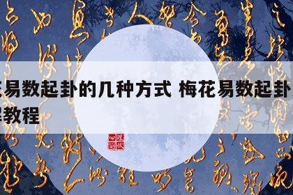 梅花易数起卦的几种方式 梅花易数起卦方法详解教程
