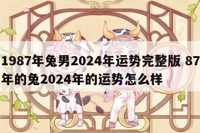 1987年兔男2024年运势完整版 87年的兔2024年的运势怎么样