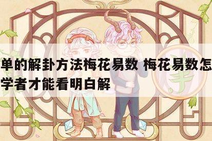 最简单的解卦方法梅花易数 梅花易数怎样解卦初学者才能看明白解