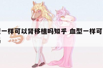 血型一样可以肾移植吗知乎 血型一样可以捐肾吗