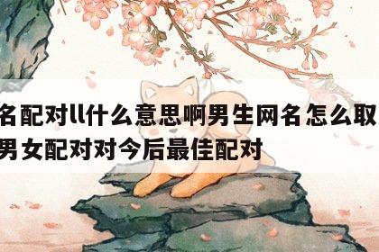 姓名配对ll什么意思啊男生网名怎么取 姓名男女配对对今后最佳配对