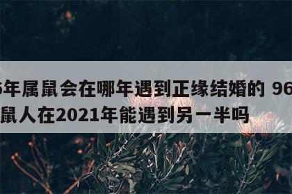 96年属鼠会在哪年遇到正缘结婚的 96年属鼠人在2021年能遇到另一半吗