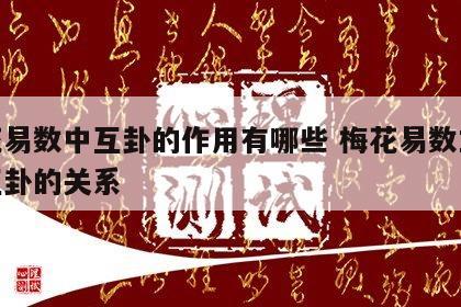梅花易数中互卦的作用有哪些 梅花易数主卦和互卦的关系