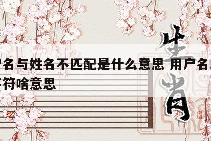 用户名与姓名不匹配是什么意思 用户名跟姓名不符啥意思