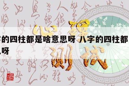八字的四柱都是啥意思呀 八字的四柱都是啥意思呀