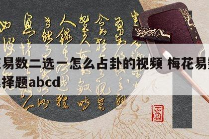 梅花易数二选一怎么占卦的视频 梅花易数预测选择题abcd