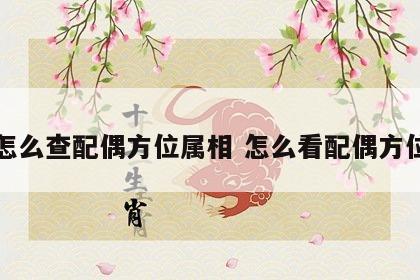 怎么查配偶方位属相 怎么看配偶方位