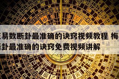 梅花易数断卦最准确的诀窍视频教程 梅花易数断卦最准确的诀窍免费视频讲解
