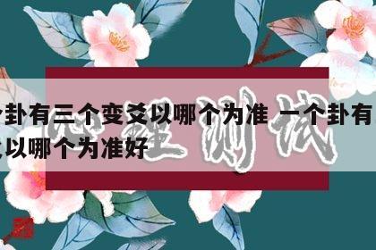 一个卦有三个变爻以哪个为准 一个卦有三个变爻以哪个为准好