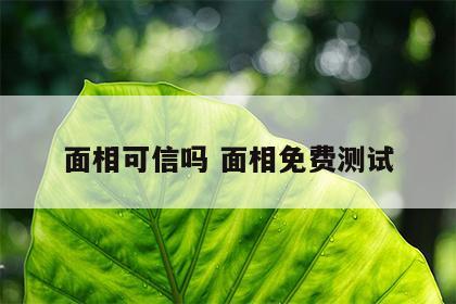 面相可信吗 面相免费测试