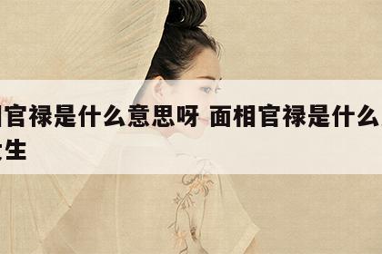 面相官禄是什么意思呀 面相官禄是什么意思呀女生