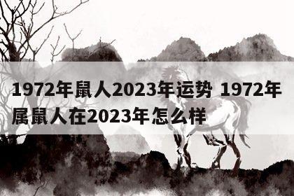 1972年鼠人2023年运势 1972年属鼠人在2023年怎么样