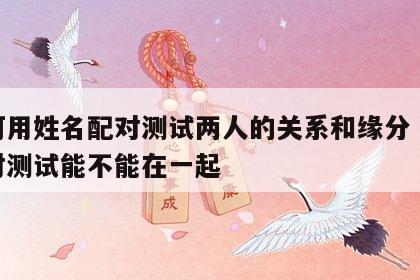 如何用姓名配对测试两人的关系和缘分 姓名配对测试能不能在一起
