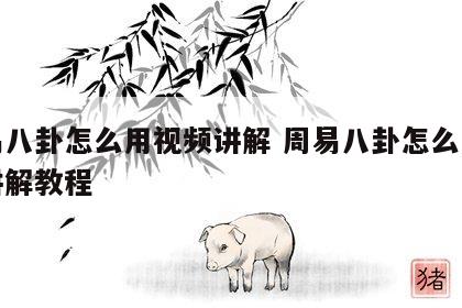 周易八卦怎么用视频讲解 周易八卦怎么用视频讲解教程