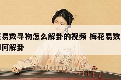 梅花易数寻物怎么解卦的视频 梅花易数寻失物如何解卦