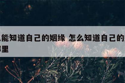 怎么能知道自己的姻缘 怎么知道自己的姻缘在哪里