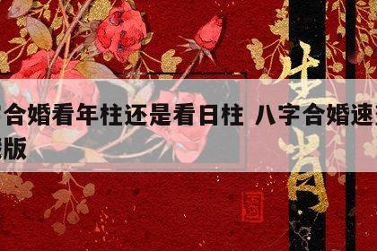八字合婚看年柱还是看日柱 八字合婚速查表珍藏版