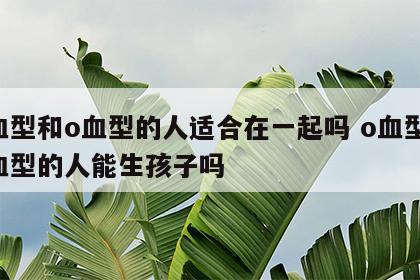 o血型和o血型的人适合在一起吗 o血型和o血型的人能生孩子吗