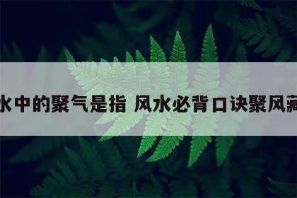 风水中的聚气是指 风水必背口诀聚风藏气