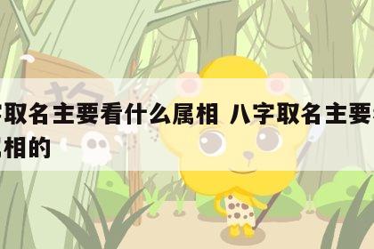 八字取名主要看什么属相 八字取名主要看什么属相的