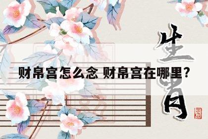 财帛宫怎么念 财帛宫在哪里?