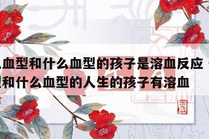 什么血型和什么血型的孩子是溶血反应 什么血型和什么血型的人生的孩子有溶血