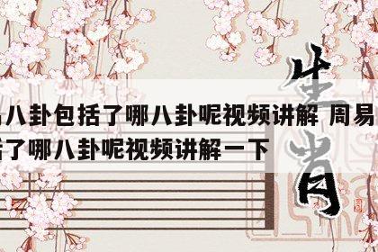 周易八卦包括了哪八卦呢视频讲解 周易八卦包括了哪八卦呢视频讲解一下