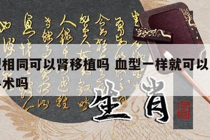 血型相同可以肾移植吗 血型一样就可以肾移植手术吗