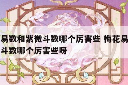 梅花易数和紫微斗数哪个厉害些 梅花易数和紫微斗数哪个厉害些呀