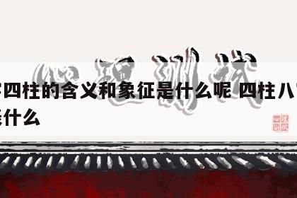 八字四柱的含义和象征是什么呢 四柱八字各代表什么