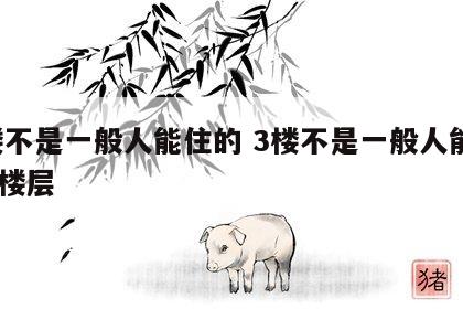 3楼不是一般人能住的 3楼不是一般人能住的 楼层