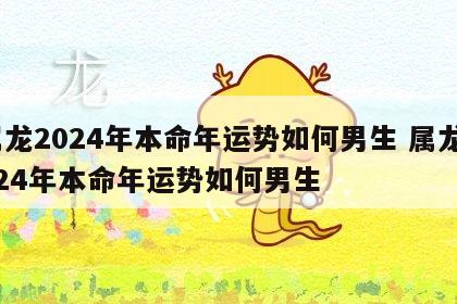 属龙2024年本命年运势如何男生 属龙2024年本命年运势如何男生