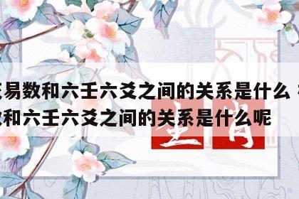 梅花易数和六壬六爻之间的关系是什么 梅花易数和六壬六爻之间的关系是什么呢