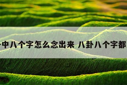 八卦中八个字怎么念出来 八卦八个字都念啥