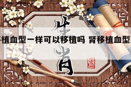 肾移植血型一样可以移植吗 肾移植血型配对表