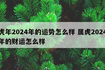 虎年2024年的运势怎么样 属虎2024年的财运怎么样