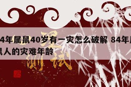 84年属鼠40岁有一灾怎么破解 84年属鼠人的灾难年龄