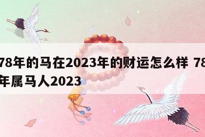78年的马在2023年的财运怎么样 78年属马人2023