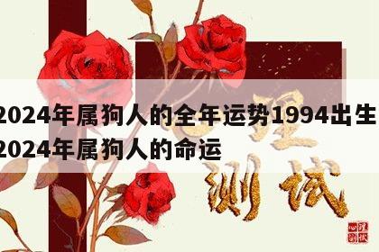 2024年属狗人的全年运势1994出生 2024年属狗人的命运