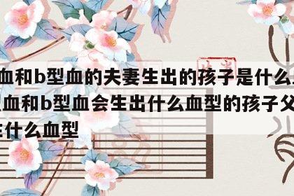 a型血和b型血的夫妻生出的孩子是什么血型 a型血和b型血会生出什么血型的孩子父母能生什么血型