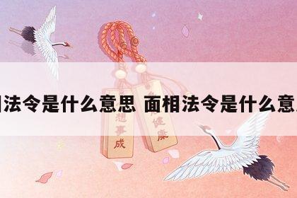 面相法令是什么意思 面相法令是什么意思啊